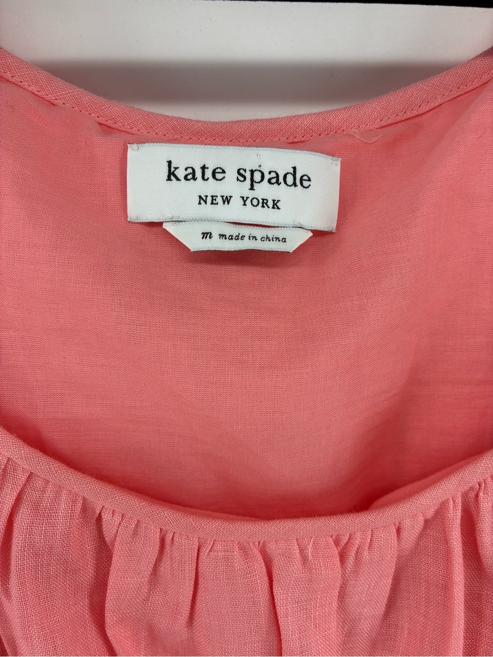 Kate Spade 100% Linen Women's Pink Puff-Sleeve Tiered Maxi Dress - Picture 4 of 10